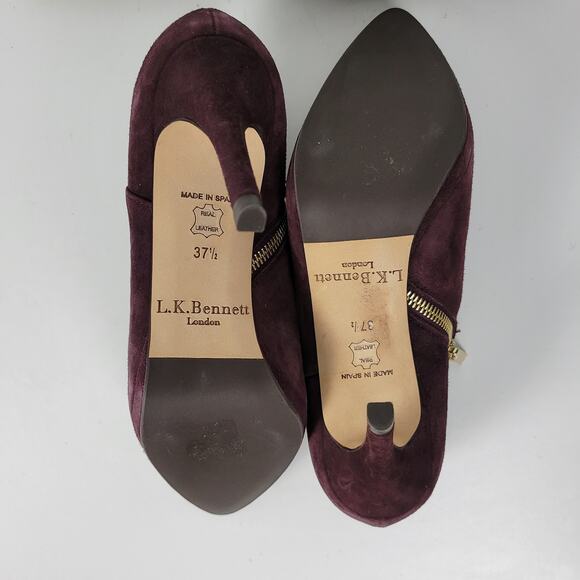 LK Bennett Doris Womens Boots Size 37.5 Purple Suede Stiletto Ankle Booties NEW - Picture 7 of 14